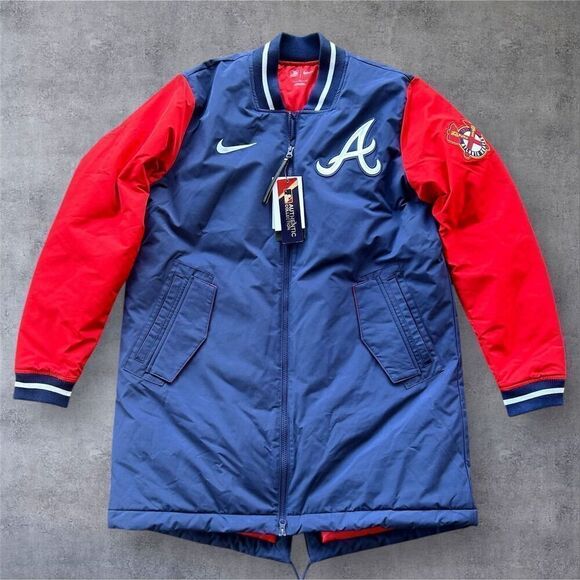 Nike Atlanta Braves Men's Dugout Varsity Jacket Multicolor Size M Full-Zip - Picture 1 of 9